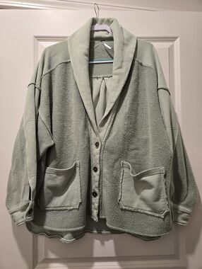 Free People Oversized Jordan Reverse Fleece Shacket Jacket - Size M